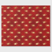 暗エレガント色の赤い金ゴールドフォイルポインセタス ラッピングペーパー (フラット)