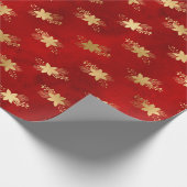 暗エレガント色の赤い金ゴールドフォイルポインセタス ラッピングペーパー (角)