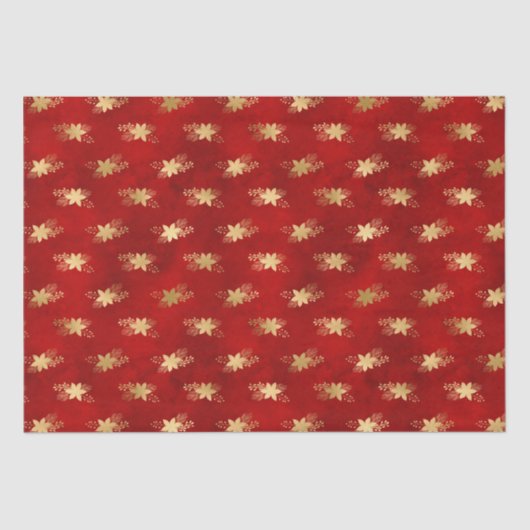 暗エレガント色の赤い金ゴールドフォイルポインセタス 薄葉紙 (正面)