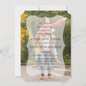 暗エレガント色カスタムの写真結婚書跡 招待状 (正面)