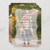 暗エレガント色カスタムの写真結婚書跡 招待状 (正面/裏面)