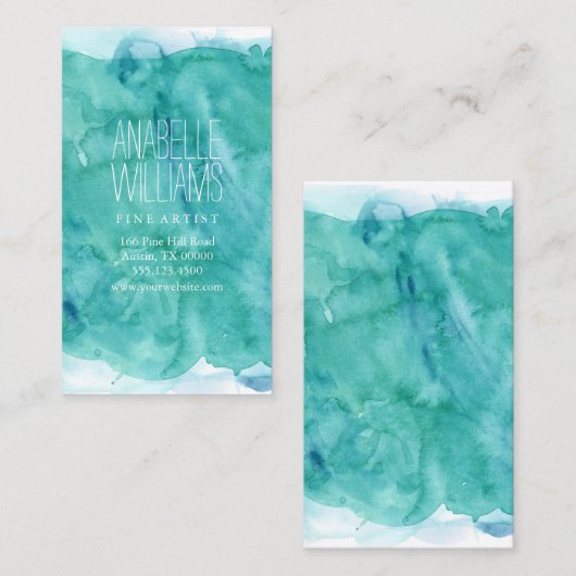 暗エレガント色ティール（緑がかった色）水色 名刺 (正面/裏面)