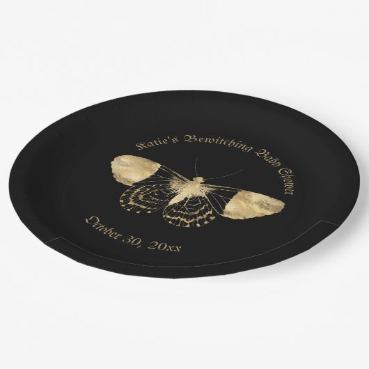 暗エレガント色ビクトリアンゴシック風の赤ちゃんシャワー ペーパープレート (アングル)