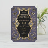 暗エレガント色ビクトリアンゴシック風の赤ちゃんシャワー 招待状 (スタンド正面)