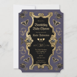 暗エレガント色ビクトリアンゴシック風の赤ちゃんシャワー 招待状