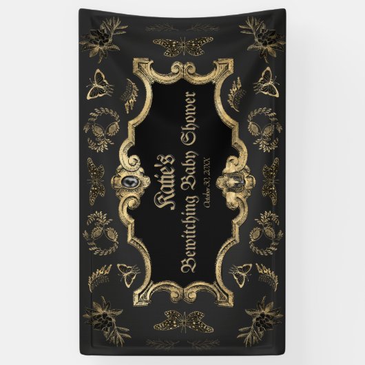 暗エレガント色ビクトリアンゴシック風の赤ちゃんシャワー 横断幕 (縦)