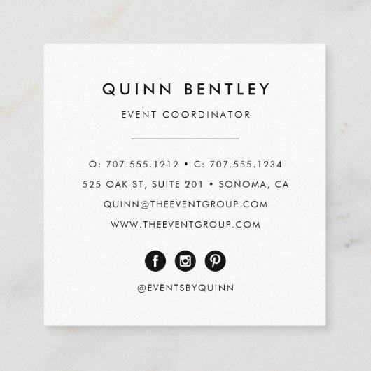 暗エレガント色フローラオン黒 | スクエア名刺 (裏面)