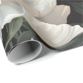 暗エレガント色フローラ水色牡丹ホワイト ラッピングペーパー (ロールコーナー)