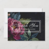 暗エレガント色フローラ結婚サンキューカード サンキューカード (正面)
