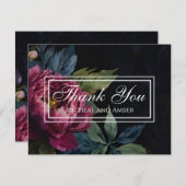 暗エレガント色フローラ結婚サンキューカード サンキューカード (正面/裏面)