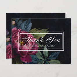 暗エレガント色フローラ結婚サンキューカード サンキューカード