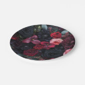 暗エレガント色フローラ配置バラ ペーパープレート (アングル)