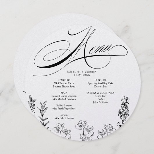 暗エレガント色ワイルドフラワーメニューカード シーズンカード (正面/裏面)