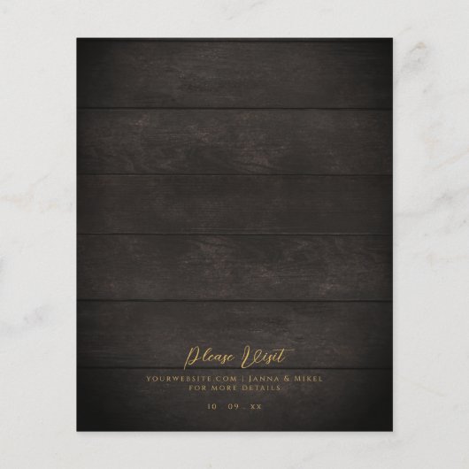 暗エレガント色素朴の灯り結婚のフライ チラシ (裏面)