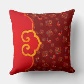 暗エレガント赤ルイラッキーシンボル福ウサギCNY クッション (裏面)