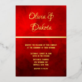 暗エレガント赤白熱［赤熱］光を放つ水結婚色 箔招待状