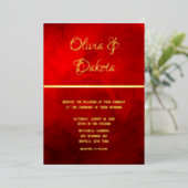 暗エレガント赤白熱［赤熱］光を放つ水結婚色 箔招待状 (立ち正面)