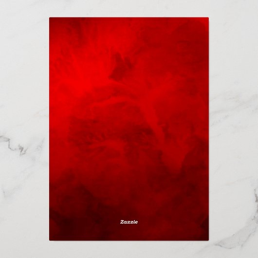 暗エレガント赤白熱［赤熱］光を放つ水結婚色 箔招待状 (裏面)