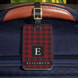 暗カスタマイズいマルーン赤い緑のパタ市松模様にーン ラゲッジタグ