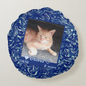 暗カスタマイズ色の猫ペット ラウンドクッション (裏面)