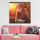 暗カスタム色の木素朴板の写真 キャンバスプリント (インサイチュ (リビング))