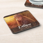 暗カスタム色の木素朴板の写真 コースター (左側)