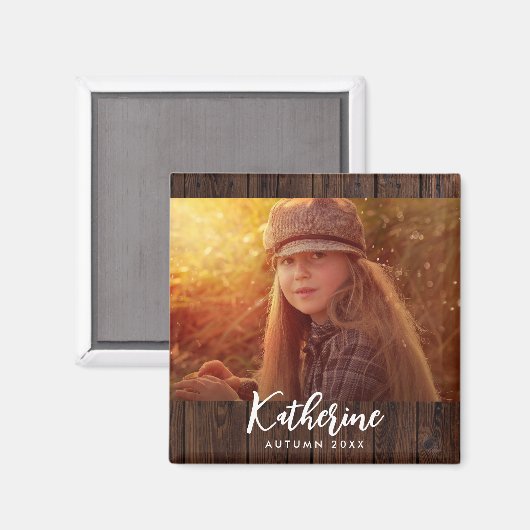 暗カスタム色の木素朴板の写真 マグネット (正面/裏面)