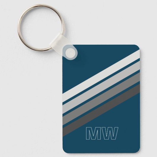 暗カスタム色の濃いグレーストライプの キーホルダー (正面)