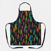 暗カラフルい森の中で輝くクリスマスツリー エプロン (正面)
