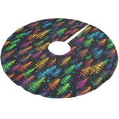 暗カラフルい森の中で輝くクリスマスツリー ブラッシュドポリエステルツリースカート (アングル)