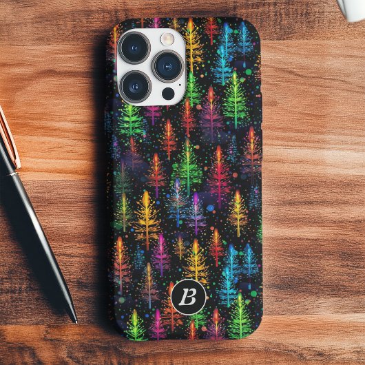 暗カラフルい森の中で輝くクリスマスツリー Case-Mate iPhoneケース