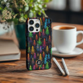 暗カラフルい森の中で輝くクリスマスツリー Case-Mate iPhoneケース