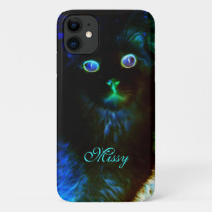 暗カラフルい猫の中で輝不気味く iPhone 11 ケース