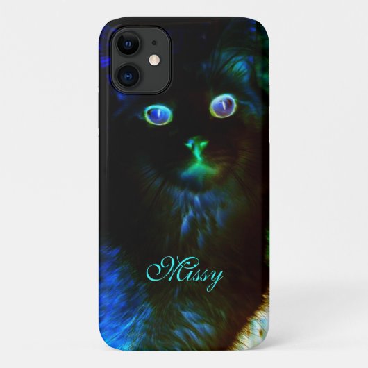 暗カラフルい猫の中で輝不気味く Case-Mate iPhoneケース (裏面)