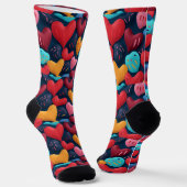 暗カラフルい背景のハート ソックス (傾斜あり)