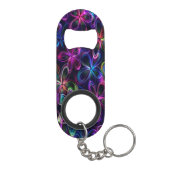 暗カラフルい背景の花柄 キーホルダー栓抜き (裏面)