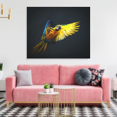 暗カラフルい飛んでいる背景の上のアラ キャンバスプリント (インサイチュ (リビング))