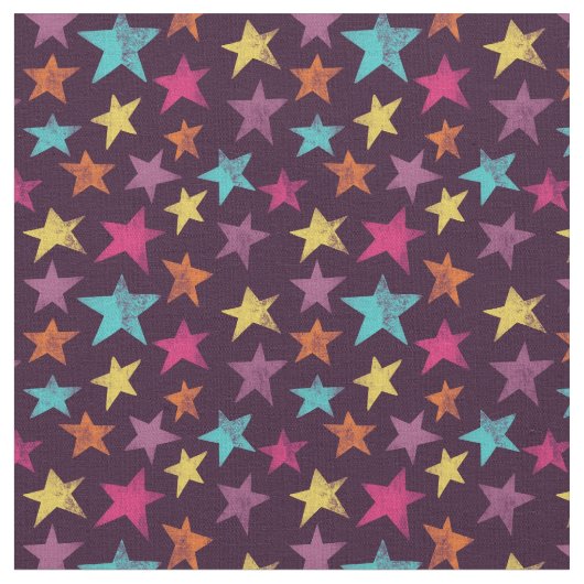 暗カラフル紫の星パターン(の模様が)ある ファブリック (クローズアップ)