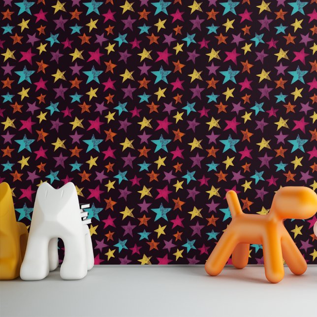 暗カラフル紫の星パターン（の模様が）ある 壁紙 (クリエイターアップロード済み)