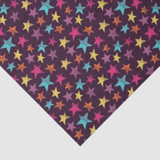 暗カラフル紫の星パターン（の模様が）ある 薄葉紙 (詳細)
