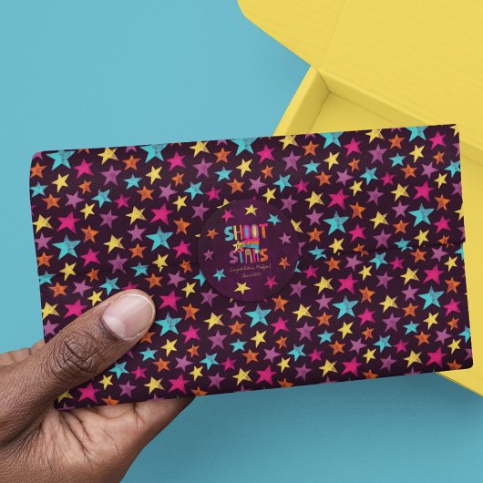 暗カラフル紫の星パターン（の模様が）ある 薄葉紙