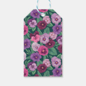 暗カラフル緑がかった青のパンジー ギフトタグ (正面)