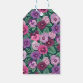 暗カラフル緑がかった青のパンジー ギフトタグ (裏面)