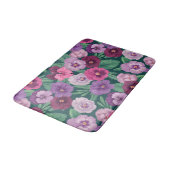 暗カラフル緑がかった青のパンジー バスマット (アングル)