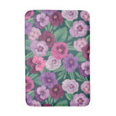 暗カラフル緑がかった青のパンジー バスマット (正面縦)