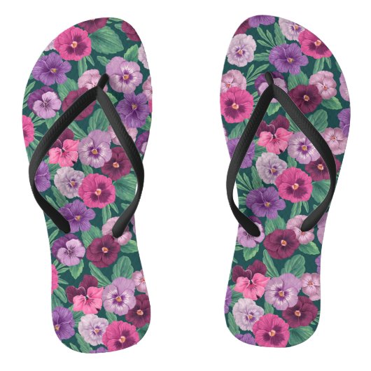 暗カラフル緑がかった青のパンジー ビーチサンダル (ソール)