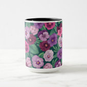 暗カラフル緑がかった青のパンジー マグカップ (中央)