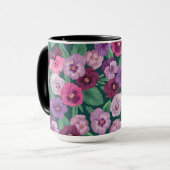 暗カラフル緑がかった青のパンジー マグカップ (正面左)