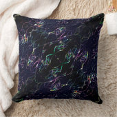 暗カラフル色のネオンの花 クッション (ブランケット)