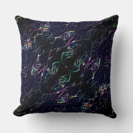 暗カラフル色のネオンの花 クッション